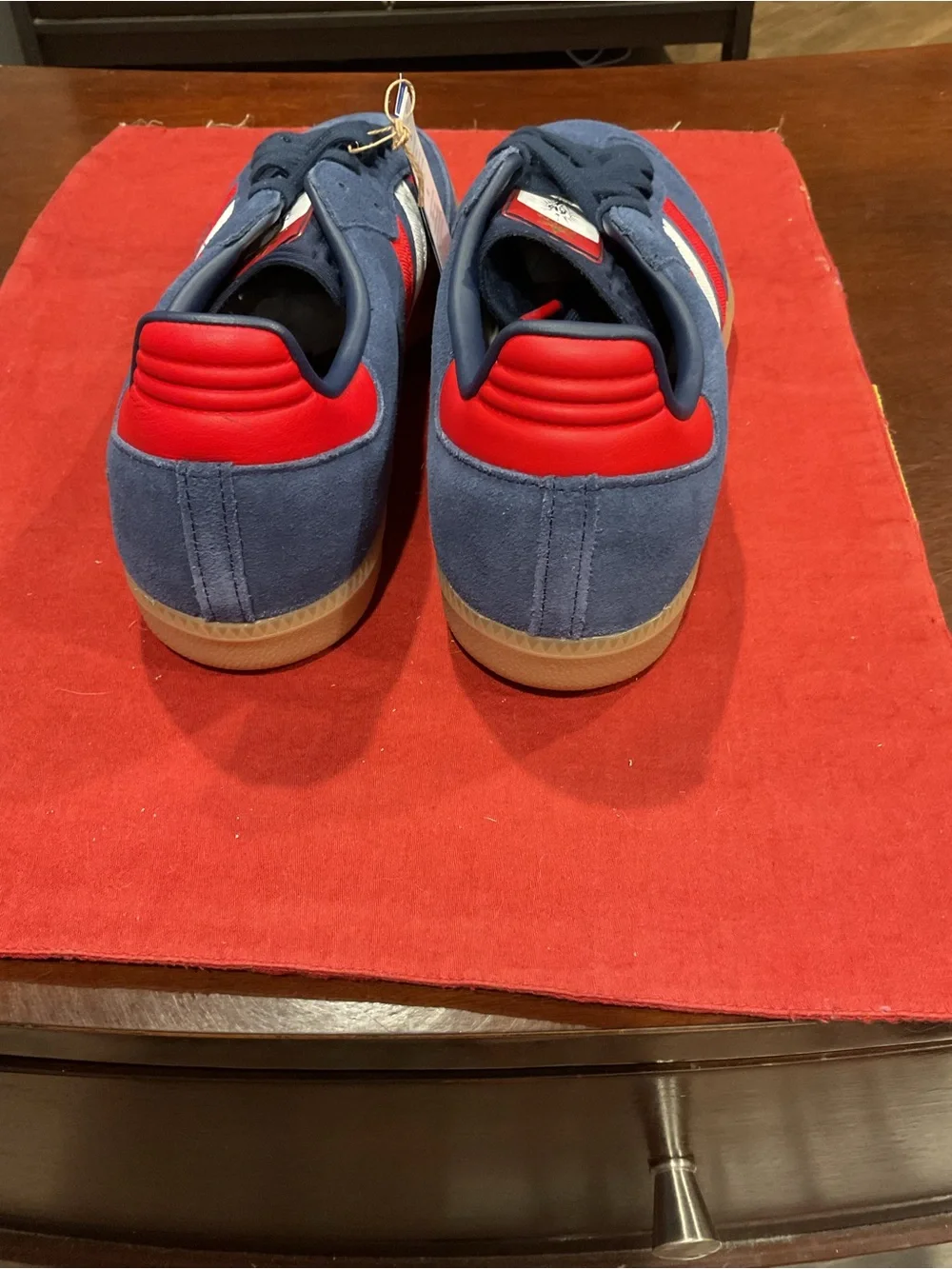 adidas Samba OG Navy Suede Sneakers with Red & White Stripes